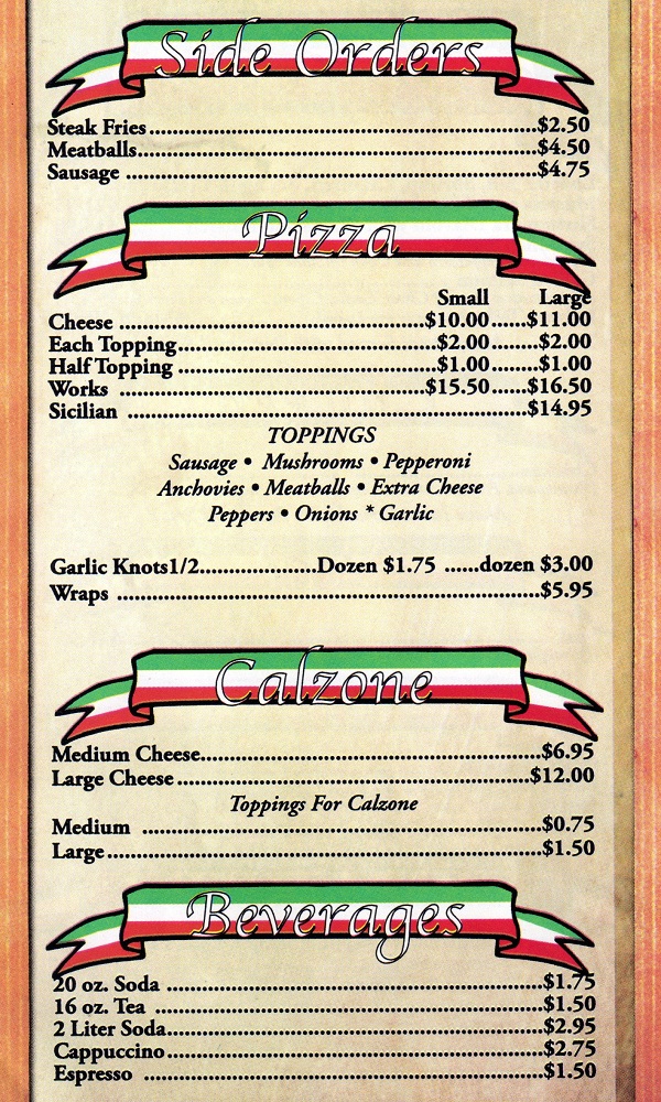 Mama Lena's New Jersey Menu